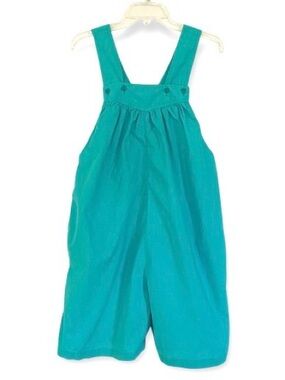 Vintage Mothercare Maternity Teal Cotton Overalls Shorts Romper 90s Boho Size S